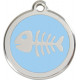 Fish Bone Identity Medal light blue cat and dog, engraved iron tag