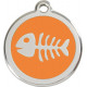 Fish Bone Identity Medal orange cat and dog, engraved iron tag