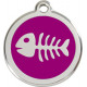 Fish Bone Identity Medal purple cat and dog, engraved iron tag