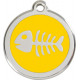 Fish Bone Identity Medal yellow cat and dog, engraved iron tag