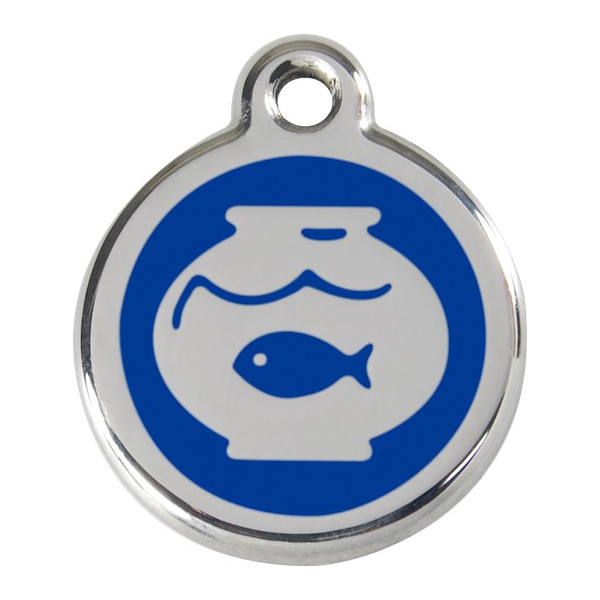 Fish Bowl Aquarium, Navy bleu Identity Medals, engraved iron tag for cats