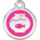 Fish Bowl Aquarium, Fuchsia Pink Identity Medals, engraved iron tag for cats