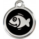 Fish, Black Identity Medals, engraved iron tag for cats