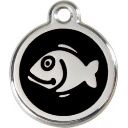 Fish, Black Identity Medals, engraved iron tag for cats