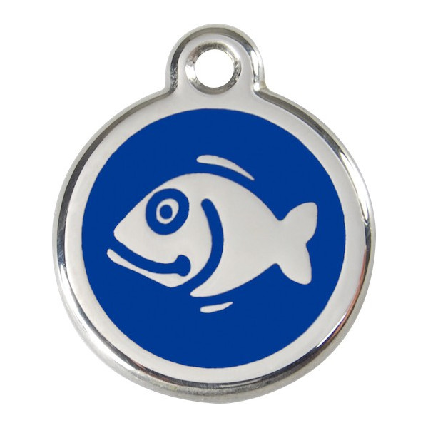 Fish, Navy blue Identity Medals, engraved iron tag for cats