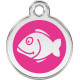 Fish, Fuschia Pink Identity Medals, engraved iron tag for cats