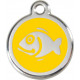 Fish, Yellow Identity Medals, engraved iron tag for cats