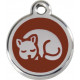 Sleeping cat, brown chocolate Identity Medals, engraved iron tag for cats, kitten kitty sleep