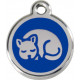 Sleeping cat, navy blue Identity Medals, engraved iron tag for cats, kitten kitty sleep