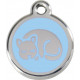 Sleeping cat, Light blue Identity Medals, engraved iron tag for cats, kitten kitty sleep