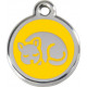 Sleeping cat, yellow Identity Medals, engraved iron tag for cats, kitten kitty sleep