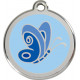 Butterfly Identity Medal light blue cat and dog, engraved iron tag