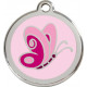 Butterfly Identity Medal pink cat and dog, engraved iron tag