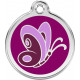 Butterfly Identity Medal purple cat and dog, engraved iron tag