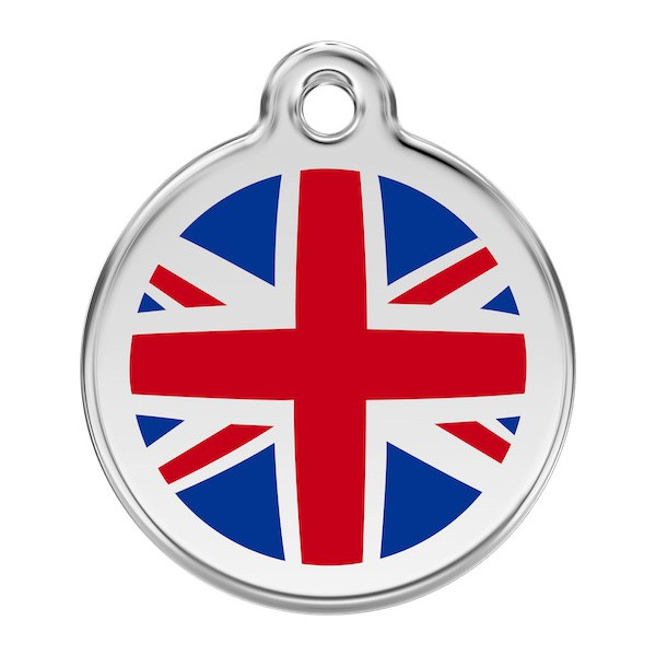 Great Britain Flag Identity Medal cat and dog, engraved iron tag england