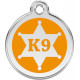 Sherif star K9 Identity Medal Orange cat and dog, engraved iron tag