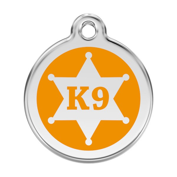 Sherif star K9 Identity Medal Orange cat and dog, engraved iron tag