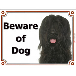 gate sign 2 sizes beware of dog briard black head plaque panel placard