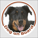 Circle sticker "Dog on board" 15 cm, Beauceron Head