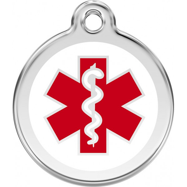 Medical emergency, red Identity Medals cat and dog, tag medallion engraved diabetic