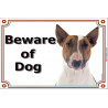 gate sign 2 sizes beware of dog Bull Terrier Red Smut and White plaque panel placard photo notice
