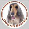 Sticker circle sticker "Dog on Board" 15 cm, Afghan Hound Blue and Cream Head decal label adhesive