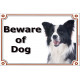 Portal Sign, 2 Sizes Beware of Dog, Border Collie black and white long hairs head plate door panel