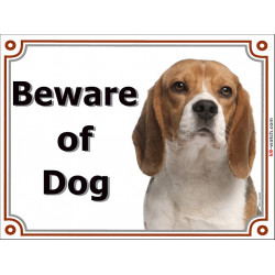 Portal Sign, 2 Sizes Beware of Dog, Red and White Beagle head