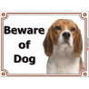 Portal Sign, 2 Sizes Beware of Dog, Red and White English Beagle head, Gate plate, door