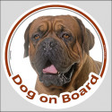 Circle sticker "Dog on board" 15 cm, Black Mask Dogue de Bordeaux Head