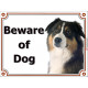 Portal Sign, 2 Sizes Beware of Dog, Black Tricolour Australian Shepherd head, gate plate Aussie