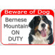 Portal Sign red 24 cm Beware of Dog, Bernese Mountain Dog on duty, Gate plate Berner Sennenhund