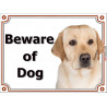 Portal Sign, 2 Sizes Beware of Dog, Yellow Labrador head, gate plate