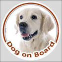 Golden Retriever, circle car sticker "Dog on board" 15 cm