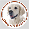 Circle sticker "Dog on board" 15 cm, Golden Retriever Head decal label
