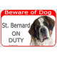 Portal Sign red 24 cm Beware of Dog, St. Bernard on duty Bernhardiner, St. Bernhardshund, gate plate