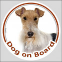 Wire Fox Terrier, car circle sticker "Dog on board" 15 cm