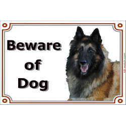 Portal Sign, 2 Sizes Beware of Dog, Tervuren Belgian Shepherd Dog head Gate Plate