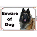 Portal Sign, 2 Sizes Beware of Dog, Tervuren Belgian Shepherd Dog head