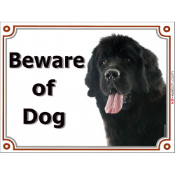 Black Newfoundland head, portal Sign "Beware of Dog" gate plate newfie photo