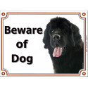 Portal Sign, 2 Sizes Beware of Dog, Black Newfoundland head