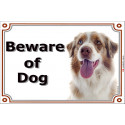 Portal Sign, 2 Sizes Beware of Dog, Red Merle Australian Shepherd head