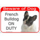 Red Portal Sign "Beware of Dog, French Bulldog on duty" 24 cm