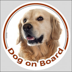 Golden Retriever Head, car circle sticker "Dog on board" Decal label adhesive retriver photo notice