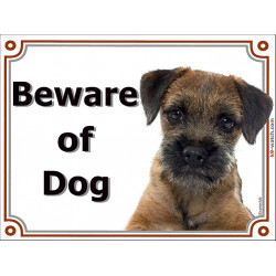 Portal Sign, 2 Sizes Beware of Dog, Border Terrier head