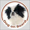 Circle sticker "Dog on board" 15 cm, Japanese Chin Spaniel Head, label decal adhesive car
