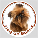 Brussels Griffon, car circle sticker "Dog on board" 15 cm