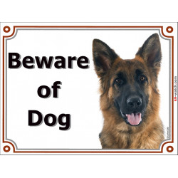 Portal Sign, 2 Sizes Beware of Dog, Medium-Hair German Shepherd head, Gate plate Deutsch