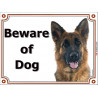 Portal Sign, 2 Sizes Beware of Dog, Medium-Hair German Shepherd head, Gate plate Deutsch