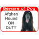 Portal Sign red 24 cm Beware of Dog, Black and Tan Afghan Hound on duty, Gate sign, azi, Tazhi Spay, Da Kochyano, Sage Balochi, 